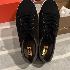 Keds Navy Sneakers with Gold Eyelets